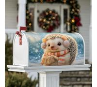 Copertura magnetica per cassetta postale a forma di riccio, idea regalo invernale fantasiosa sciarpa invernale blu decorativa per decorazioni esterne 53 x 64 cm