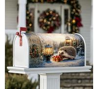 Copertura magnetica per cassetta postale a forma di riccio, regalo invernale festivo, lanterna natalizia bianca stagionale, per decorazioni esterne, 53 x 64 cm