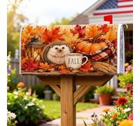 Copertura magnetica per cassetta postale a forma di riccio, rustica, accogliente, zucche, lanterna, autunno, arancione, decorazione per casa e giardino, 53 x 65,5 cm