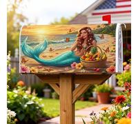 Copertura magnetica per cassetta postale a forma di sirena, copertura estiva per cassetta della posta da giardino e patio, 45,7 x 53,7 cm