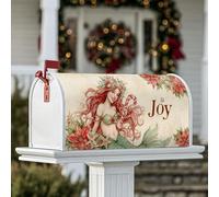 Copertura magnetica per cassetta postale a forma di sirena, motivo natalizio con stella di Natale e bastoncini di zucchero, decorazione per esterni, giardino, cortile, 53 x 64 cm