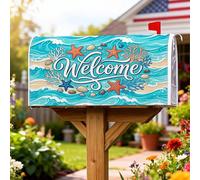 Copertura magnetica per cassetta postale a forma di stella marina, protezione per cassetta postale estiva con onde di corallo, per giardino, patio, decorazione per giardino, patio, 53 x 64 cm