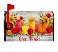 Copertura magnetica per cassetta postale a forma di zucca, candele autunnali del Ringraziamento, mele del Ringraziamento, decorazione per la casa e il giardino, 53 x 64 cm