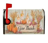 Copertura magnetica per cassetta postale a forma di zucca, candele rustiche per caselle di fattoria con grano del Ringraziamento arancione stagionale copertura per la decorazione esterna del cortile