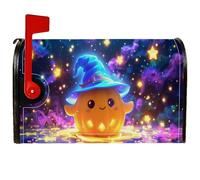 Copertura magnetica per cassetta postale a forma di zucca, cappello da mago fantasioso di Halloween, con stelle, per decorazioni esterne, 53 x 64 cm
