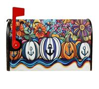 Copertura magnetica per cassetta postale a forma di zucca, con ancore floreali colorate autunnali arancioni per la decorazione del prato, 45,7 x 53,7 cm