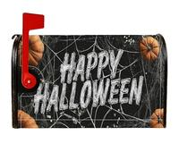 Copertura magnetica per cassetta postale a forma di zucca, con testo di ragnatela di ragnatela di Halloween, copertura nera per cassetta postale per esterni, decorazione da giardino, 45 x 53 cm
