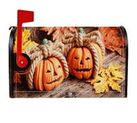 Copertura magnetica per cassetta postale a forma di zucca, copertura decorativa per cassetta postale rustica con foglie autunnali arancioni, per decorazione del cortile anteriore, 45,7 x 53,7 cm