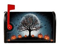 Copertura magnetica per cassetta postale a forma di zucca, copertura nera per cassetta delle lettere di Halloween, albero spettrale, luna, decorazione per cortile, 45,7 x 53,3 cm