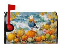 Copertura magnetica per cassetta postale a forma di zucca, copertura per cassetta delle lettere autunnale rustica con foglie di uccello, arancione, per decorazione del prato, 53 x 65,5 cm