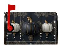 Copertura magnetica per cassetta postale a forma di zucca, copertura per cassetta delle lettere di Halloween, stile vintage, con foglie e perle, per Halloween, decorazione per casa e giardino, 53 x 64