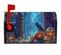 Copertura magnetica per cassetta postale a forma di zucca, copertura per cassetta delle lettere stagionale di Halloween con pipistrello di corvo spettrale di Halloween, decorazione per porta