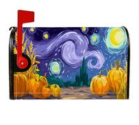 Copertura magnetica per cassetta postale a forma di zucca, copertura per cassetta postale autunnale con stelle di grano arancione, decorazione per giardino, patio, 45,7 x 53,7 cm