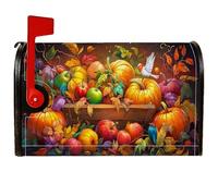 Copertura magnetica per cassetta postale a forma di zucca, copertura per cassetta postale autunnale rustica con frutta e uccelli autunnali, per decorazione della porta d'ingresso, 53 x 64 cm