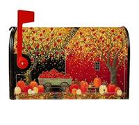 Copertura magnetica per cassetta postale a forma di zucca, copertura per cassetta postale autunnale rustica autunnale per frutta e fienile arancione, decorazione per porta d'ingresso, 45,7 x 53,7 cm