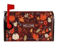 Copertura magnetica per cassetta postale a forma di zucca, copertura per cassetta postale autunnale rustica con foglie e bacche autunnali arancioni, per decorazione della porta d'ingresso, 53 x 64 cm