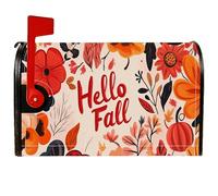 Copertura magnetica per cassetta postale a forma di zucca, copertura per cassetta postale con fiori e foglie arancioni, decorazione per esterni, 53 x 64 cm