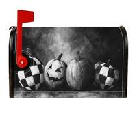 Copertura magnetica per cassetta postale a forma di zucca, copertura per cassetta postale per Halloween, rustica a scacchiera sorridente, per Halloween, decorazione da giardino, 45 x 53 cm