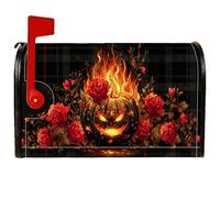 Copertura magnetica per cassetta postale a forma di zucca, copertura per cassetta postale rustica vintage con rose e fiamme, per Halloween, decorazione per esterni, 45,7 x 53,7 cm