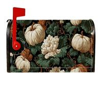 Copertura magnetica per cassetta postale a forma di zucca, copertura per cassetta postale rustica vintage con foglie verdi autunnali, per decorazioni da giardino e esterni, 45,7 x 53,7 cm