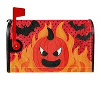 Copertura magnetica per cassetta postale a forma di zucca, copertura per cassetta postale stagionale di Halloween, con pipistrelli e fiamme, decorazione per esterni, giardino, cortile, 53 x 64 cm