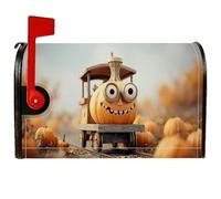 Copertura magnetica per cassetta postale a forma di zucca, copertura per cassetta postale stagionale con treno fantasioso di Halloween, per decorazioni da giardino e esterni, 45,7 x 53,7 cm