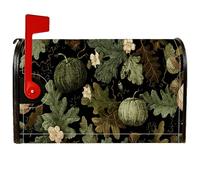 Copertura magnetica per cassetta postale a forma di zucca, decorazione autunnale rustica con foglie di quercia e fiori verdi autunnali, per giardino, patio, 45,7 x 53,7 cm