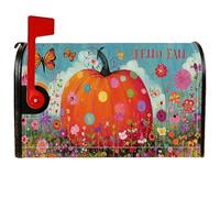 Copertura magnetica per cassetta postale a forma di zucca, fantasiosa copertura decorativa per cassetta postale con fiori colorati e farfalle, per giardino, patio, 45,7 x 53,7 cm