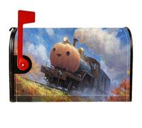 Copertura magnetica per cassetta postale a forma di zucca, fantasiosa copertura per cassetta delle lettere stagionale con treno e nuvole in stile cartone animato, per Halloween, decorazione per
