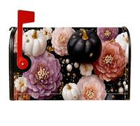 Copertura magnetica per cassetta postale a forma di zucca, fantasiosa copertura per cassetta postale con peonia festiva, per giardino, patio, decorazione, 53 x 64 cm