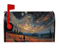 Copertura magnetica per cassetta postale a forma di zucca, gatto fantasioso di Halloween, cielo stellato, copertura arancione per cassetta della posta, decorazione per giardino, cortile, 53 x 65,5 cm