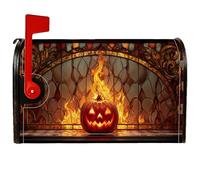 Copertura magnetica per cassetta postale a forma di zucca, in vetro colorato con fiamme gotiche festive, per Halloween, decorazione per giardino, cortile, 53 x 64 cm