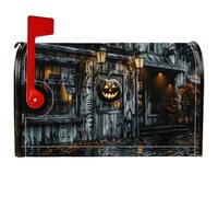Copertura magnetica per cassetta postale a forma di zucca, lanterna spettrale di Halloween, casa infestata, decorazioni nere per cassetta delle lettere per la porta d'ingresso, 53 x 64 cm