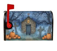 Copertura magnetica per cassetta postale a forma di zucca, per Halloween, chiesa spettrale, tomba, Halloween, decorazione per porta d'ingresso, 53 x 65 cm