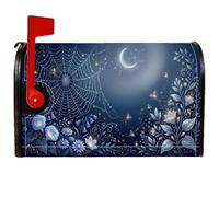 Copertura magnetica per cassetta postale a ragnatela, fantasiosa luna crescente mistica, lucciole autunnali, blu stagionale, per decorazione del prato, 45,7 x 53,3 cm