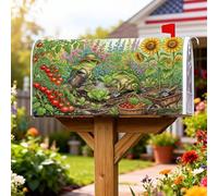 Copertura magnetica per cassetta postale anfibia, copertura per cassetta delle lettere da giardino, fantasiosi pomodori girasoli primaverili, per decorazioni da giardino all'aperto, 53 x 64 cm