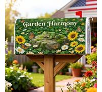 Copertura magnetica per cassetta postale anfibia, copertura per cassetta postale da giardino, natura, girasole, farfalla, primavera, verde, decorazione per cortile, 45,7 x 53,3 cm