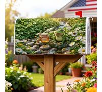 Copertura magnetica per cassetta postale anfibia, motivo natura fantasiosa, margherite, verde primavera, copertura per cassetta postale per decorazione cortile anteriore 53 x 64 cm