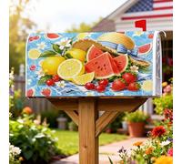 Copertura magnetica per cassetta postale con anguria, colore giallo limone vivace estate fragola pelle per la decorazione da giardino all'aperto 53 x 64 cm