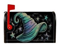 Copertura magnetica per cassetta postale con cappello da strega, stelle fantasiose di Halloween, decorazione per porta d'ingresso, 53 x 64 cm