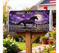 Copertura magnetica per cassetta postale con cavallo, fantasiosa luna, libellula, estate, viola, decorativa, per giardino, cortile, 53 x 65,5 cm