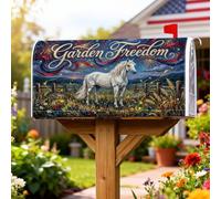 Copertura magnetica per cassetta postale con cavallo magico, fantasiosa recinzione da giardino rustica, copertura verde per cassetta della posta per decorazione del prato, 45 x 53 cm