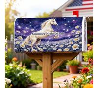 Copertura magnetica per cassetta postale con cavallo magico, fantasioso fantasia margherite stelle estate viola protezione per la casa e il giardino decorazioni 53 x 64 cm