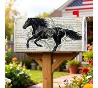Copertura magnetica per cassetta postale con cavallo, rustica ed elegante, motivo floreale, nessuna nera, decorazione per porta d'ingresso, 53 x 64 cm
