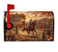 Copertura magnetica per cassetta postale con cavallo Western Ranch, 45,7 x | Tema occidentale, copertura per cassetta postale, paesaggio di campagna, segnaletica rustica in legno, stile fattoria