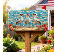 Copertura magnetica per cassetta postale con cicogne, copertura per cassetta postale con onde tropicali e fiori estivi, per decorazione da cortile, 53 x 64 cm