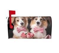 Copertura magnetica per cassetta postale con coppia di cani romantici, dimensioni standard 64,8 x 53,3 cm, copertura per cassetta delle lettere primaverile estiva per la decorazione di casa, giardino