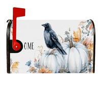Copertura magnetica per cassetta postale con corvo, autunnale, rustica, zucca, foglie autunnali, colore nero, copertura per cassetta postale per la decorazione del cortile anteriore 53 x 64 cm
