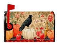 Copertura magnetica per cassetta postale con corvo, autunnale, rustica, zucca, frutta, autunnale, arancione, per decorazioni esterne, 53 x 64 cm