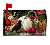 Copertura magnetica per cassetta postale con corvo, autunnale, rustica, zucca, frutta, autunno, nero, decorazione per giardino, cortile, 45,7 x 53,3 cm